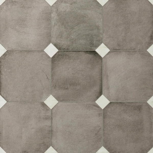 Laverton Octagon Grafito with Taco Nieve 8 in. x 8 in. Porcelain Floor and Wall Tile (22.5 sq. ft. /Case)