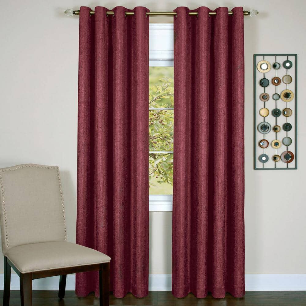 Achim Taylor Lined Grommet Curtain Panel, Red