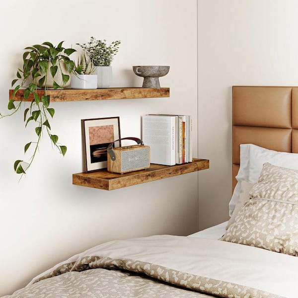 22 in. W x 6.7 in. D Rustic Brown Floating Shelves for Wall Set of
