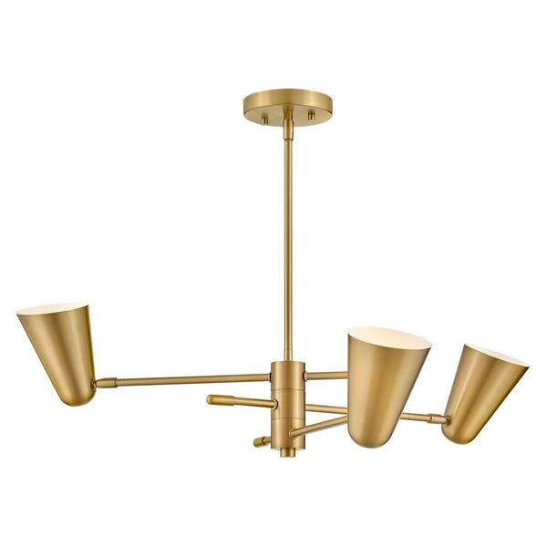 LARK - Birdie 3-Light Lacquered Brass Tier Chandelier