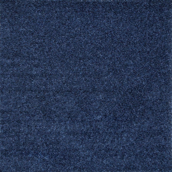 nuLOOM Marleen Plush Shag Navy 4 ft. Contemporary Square Rug