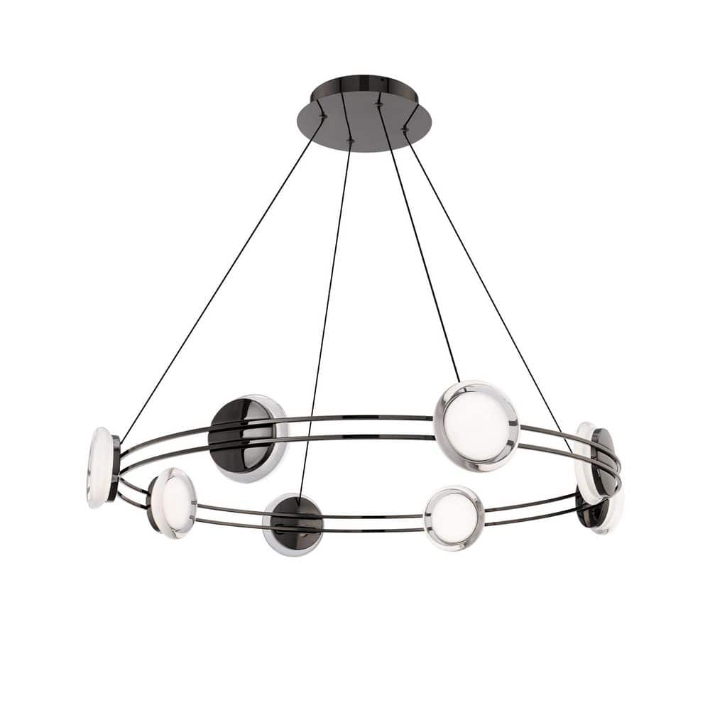 Bracelet 32 in. 8-Light Black Chrome Integrated LED Pendant Light Acrylic Shade Selectable 4CCT 2700K-3000K-3500K-4000K price history on PriceWatchPro