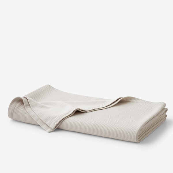 The Company Store Company Cotton Brynn Beige Cotton King Woven Jacquard Blanket