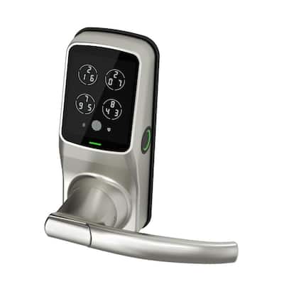 Secure PRO Satin Nickel Smart Lock Latch with 3D Fingerprint and Wi-Fi (Works with Alexa and Google Home)