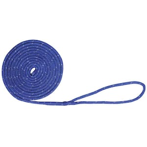 BoatTector Double Braid Nylon Dock Line - 1/2 in. x 20 ft., Blue with Reflective Tracer