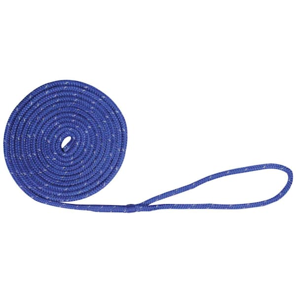 Extreme Max BoatTector Double Braid Nylon Dock Line - 1/2 in. x 20 ft., Blue with Reflective Tracer