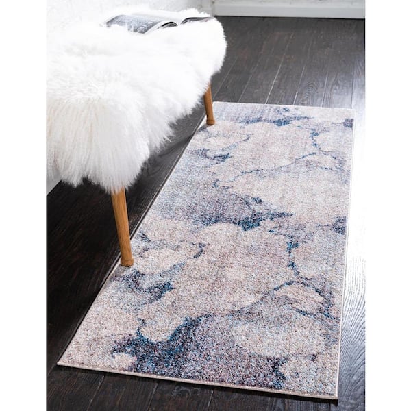 Blue Gray 2 ft. x 6 ft. Rainbow Runner Rug