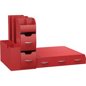 Combine 52-Capactiy 5-Drawer Red Coffee Pod Storage and Condiment Organizer
