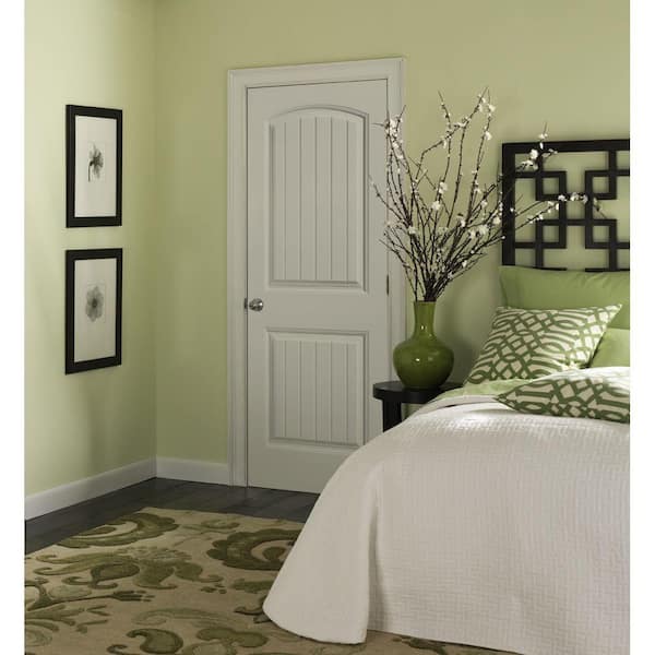 Cheyenne Smooth 2-Panel Camber Top Plank Hollow Core Primed Composite Single Prehung Interior Door