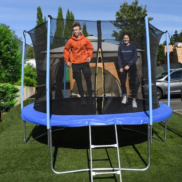 ALEKO 8 ft. Trampoline with Safety Net and Ladder in Black and Blue