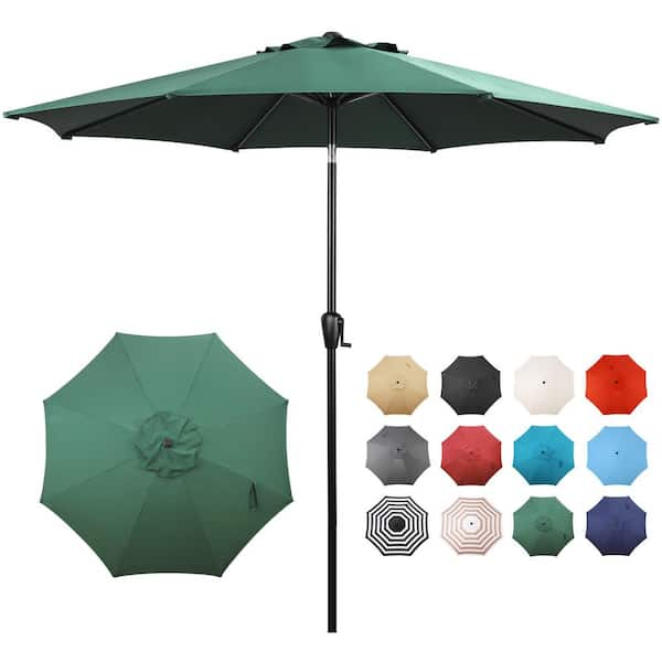 Sun-Ray 9 ft. Round 8-Rib Steel Market Patio Umbrella in Hunter Green