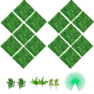 20 in. x 20 in. Boxwood Hedge Panels PE Artificial Grass Backdrop Wall 1.6 in. Privacy Screen for Backyard, 14 PCS