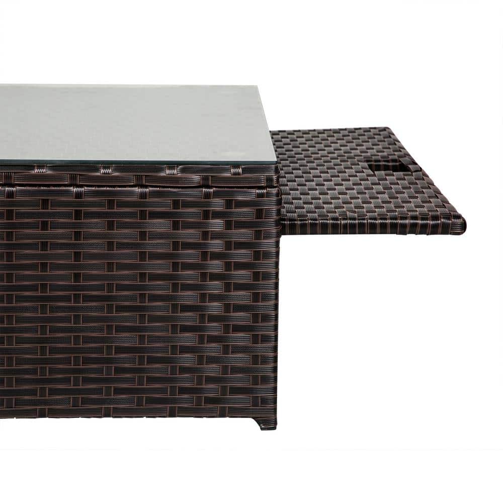 6-Piece Brown and Gray Steel Patio Sectional Set with Storage Ottoman