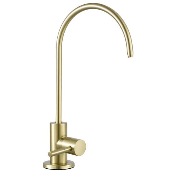 Single Handle Beverage Faucet with 360° Swivel Spout and Ceramic Disc Cartridge in Brushed Gold Stainless Steel