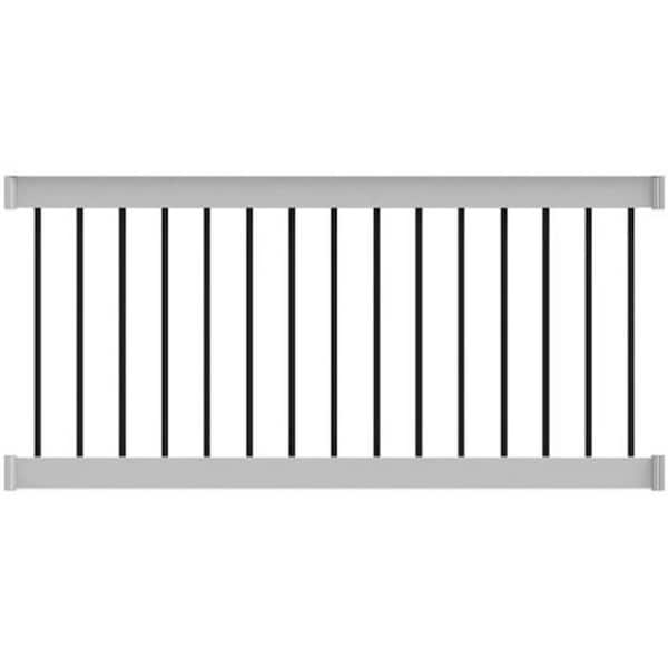 Unbranded Deck Top 72 in. x 36 in. Level Rail Kit White with Round Aluminum Balusters