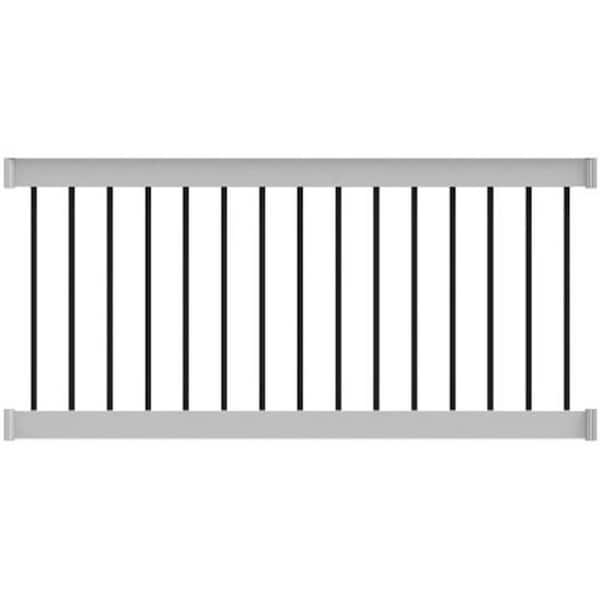 Deck Top 96 in. x 36 in. Level Rail Kit White with Round Aluminum Balusters