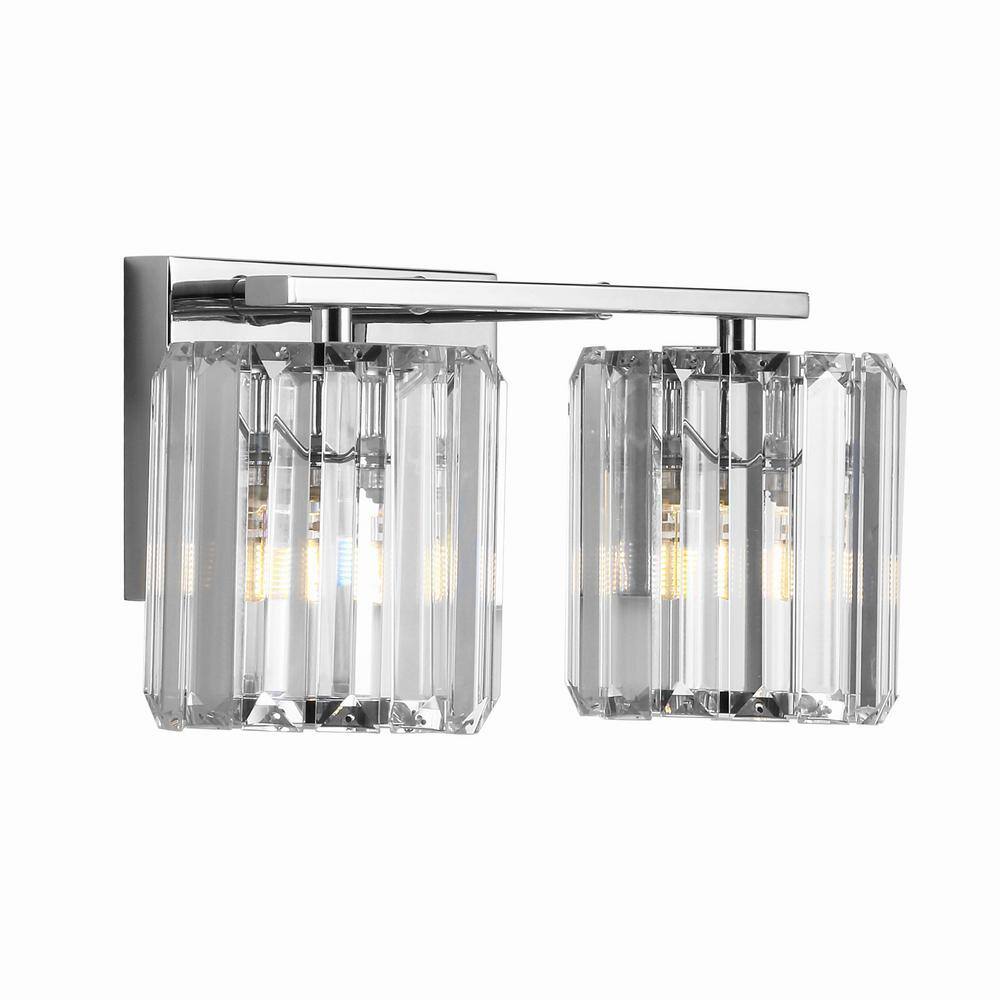 Coco Prism 13.5" Chrome Crystal Square LED Vanity Light