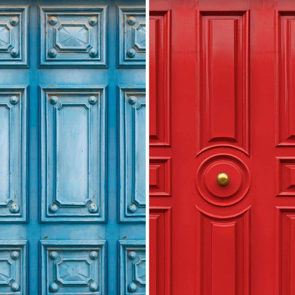 Mediterranean Blue and Red 3-Panel Folding Room Divider