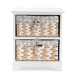 Rianne White Storage Cabinet with 2-Baskets
