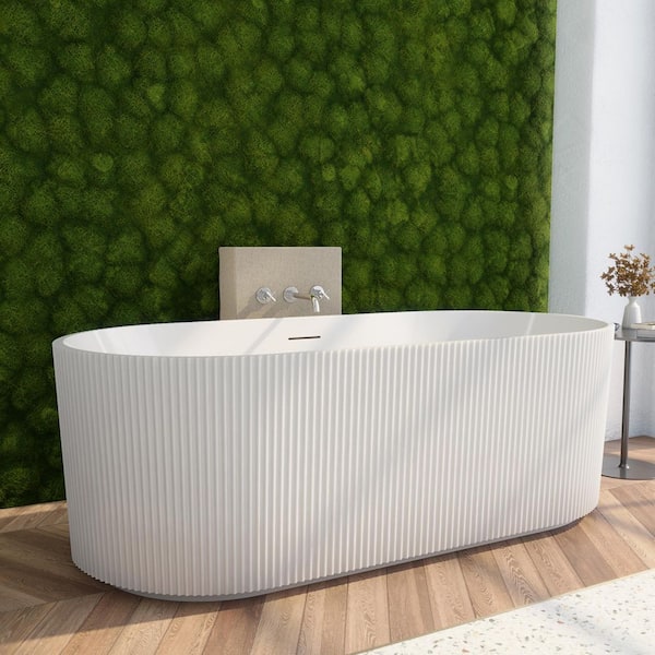 Charisma 59 in. x 29 in. Freestanding Acrylic Soaking Bathtub with Center Drain in White