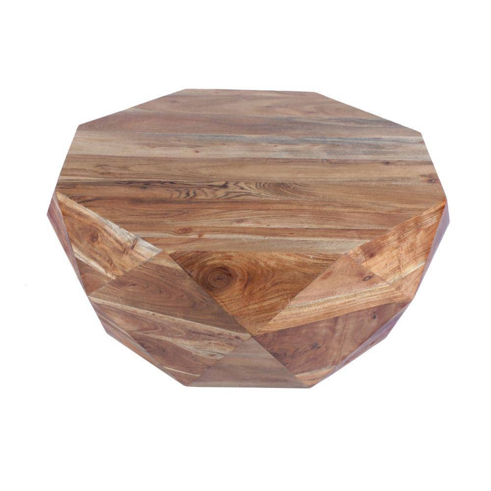 Natural Brown Acacia Wood Octagonal Coffee Table