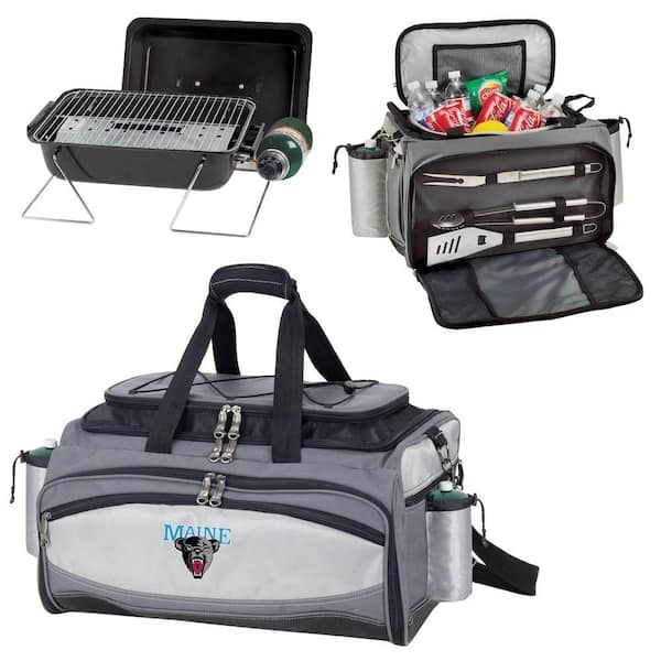 Picnic Time Maine Black Bears - Vulcan Portable Propane Grill and Cooler Tote with Digital Logo