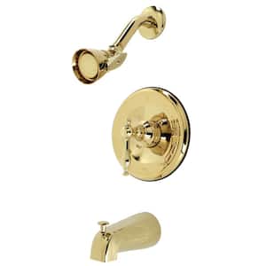 Single Handle Single Handle 1-Spray Tub and Shower Faucet 2 GPM with Pressure Balance in Polished Brass