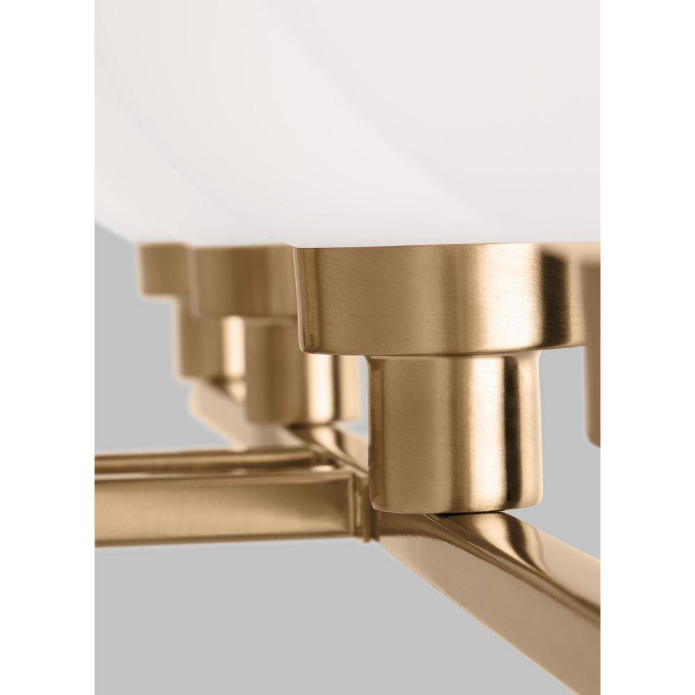 Clybourn Satin Brass 4-Light Dimmable Vanity with Milk Glass Shades