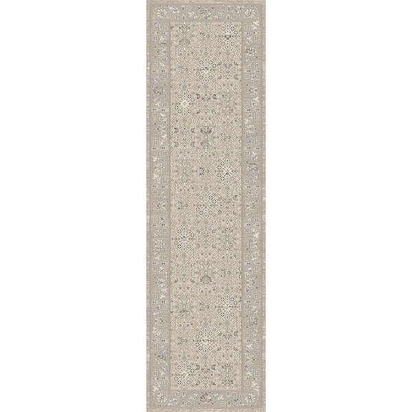 Hudson Beige/Grey 2 ft. X 7 ft. 5 in. Oriental Indoor Area Rug