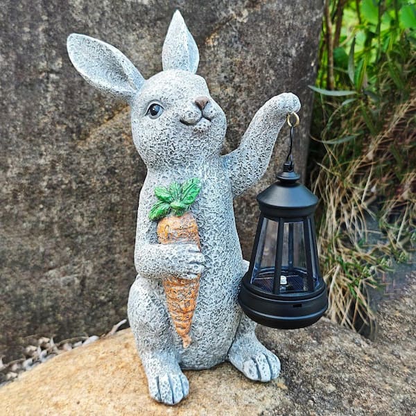 Rabbit Garden Statues with Solar Lights L0DZNY1R1D - The Home Depot