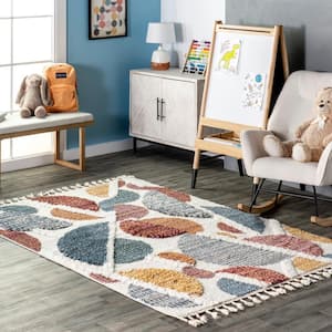 Chaya Abstract High/Low Kids Tassel Ivory 4 ft. x 6 ft. Area Rug