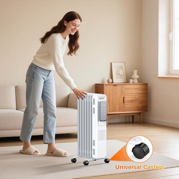 R.W.FLAME 1500W Portable Electric Oil Heater with LCD Display and
