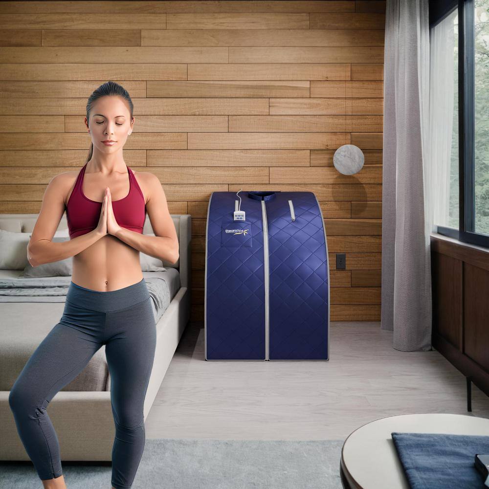 Blue Portable 1-Person Infrared Home Sauna with Digital Control