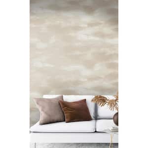 Beige Cloud-like Metallic Textured-Shelf Liner Non-Woven Non-Pasted Wallpaper (57 sq. ft.) Double Roll