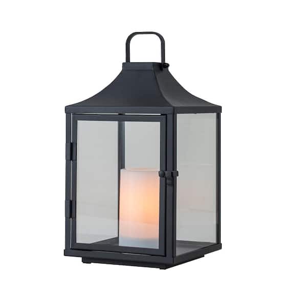 ALOA DECOR H12'' Outdoor Solar Lantern with Flickering LED Candle