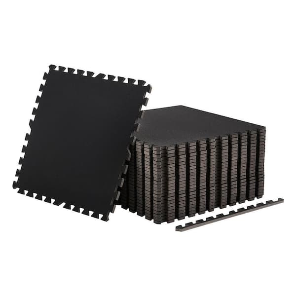 Exercise Mat, 12-Pieces Fitness Equipment Mats, 24 x 24 x 0.79 in. High-Density EVA Foam Mats Set, 48 sq. ft. Black