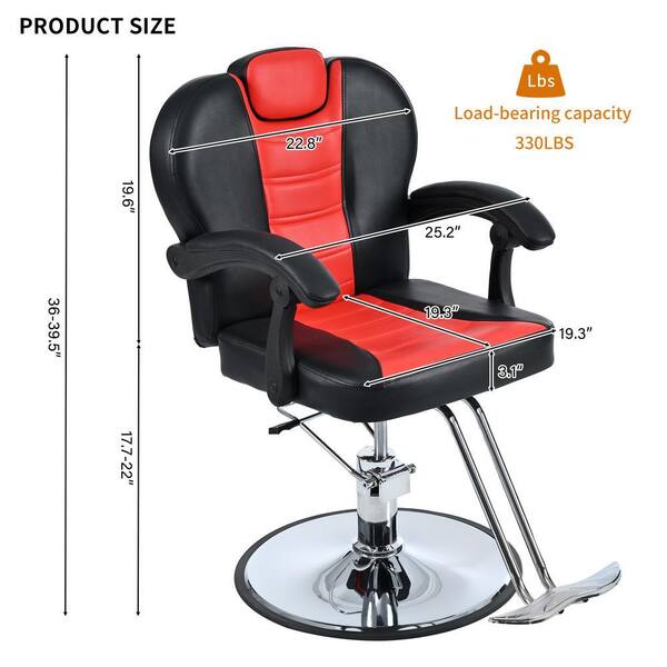 CSC DECOR INC Leather Reclining Barber Chair Salon Chair with