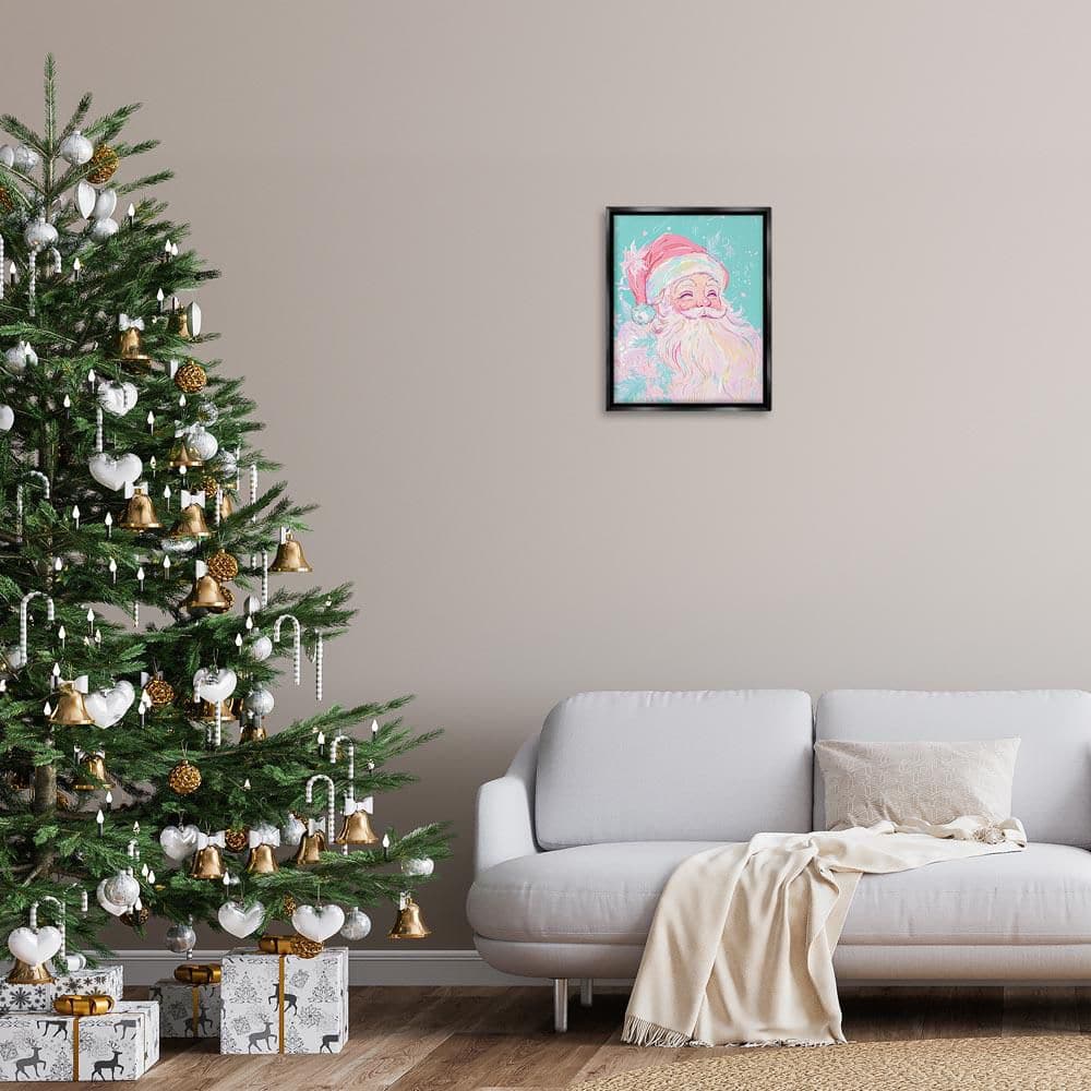 Pastel Jolly Santa Claus by Arlington Prints Black Floater Frame People Graphic Art Print 21 in. x 17 in. price history on PriceWatchPro