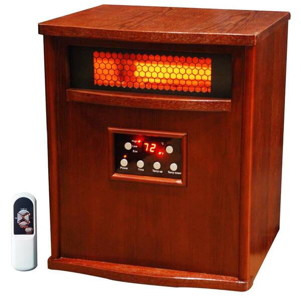 Lifesmart Life Pro Series 1500-Watt 6-Element Electric Large Room Infrared Heater with All Wood Cabinet and Remote