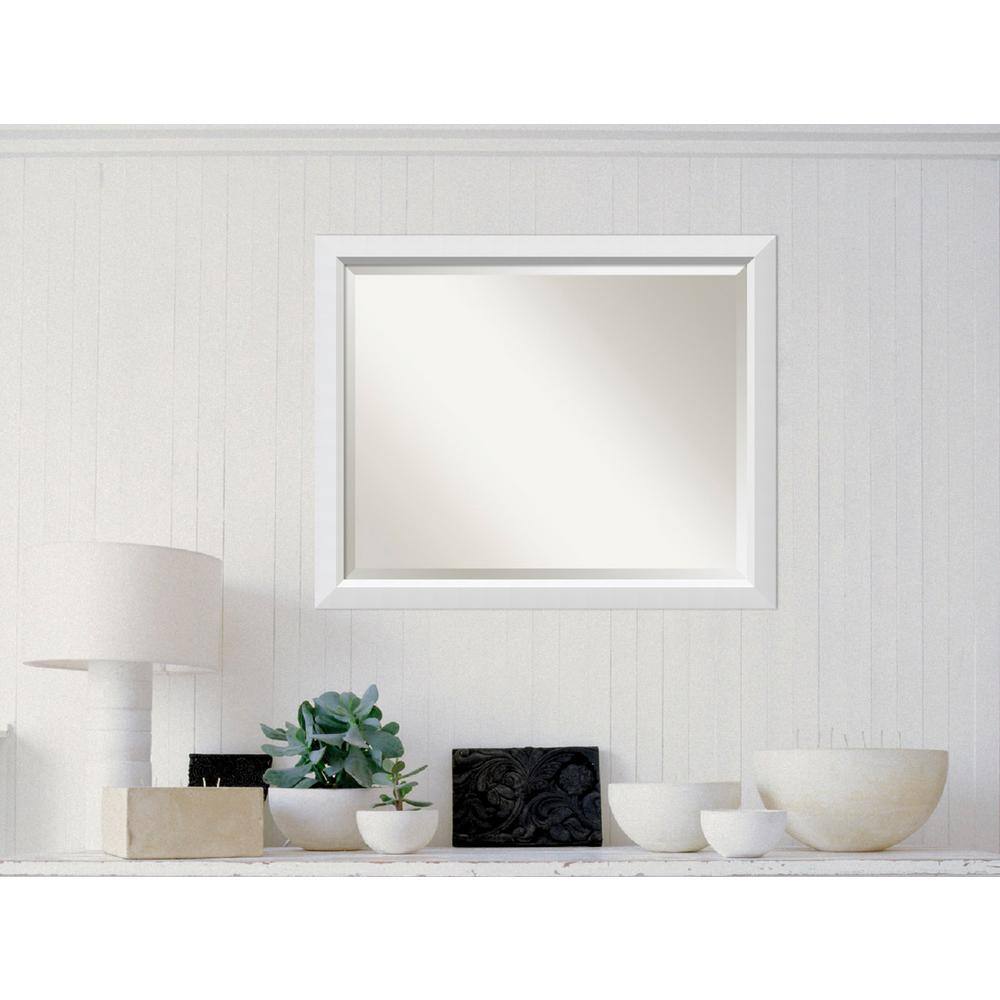 Blanco White Wood Full Length Rectangular Wall Mirror