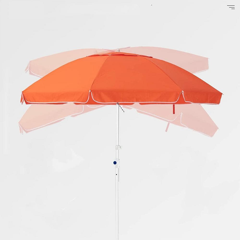 6.5 ft. Beach Umbrella for Sand Portable Outdoor Beach Umbrella in. Orange