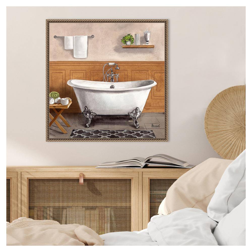 Serene Bath I Bronze Floater Frame Canvas Wall Art