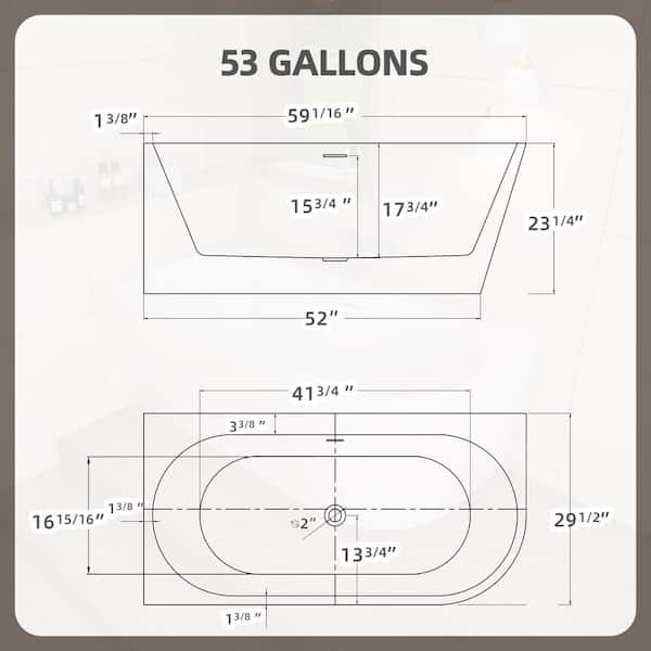 Zeafive 59 in. x 29.53 in. Freestanding Soaking Tub Left Corner