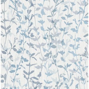 Thea Blue Floral Trail Blue Paper Strippable Roll (Covers 56.4 sq. ft.)
