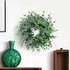 16 in. Frosted Green Artificial Eucalyptus Leaf Foliage Greenery Wreath  83938-FRT-GR - The Home Depot