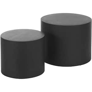 18.90 in. Black Small Round MDF Coffee Table with 2-Pieces