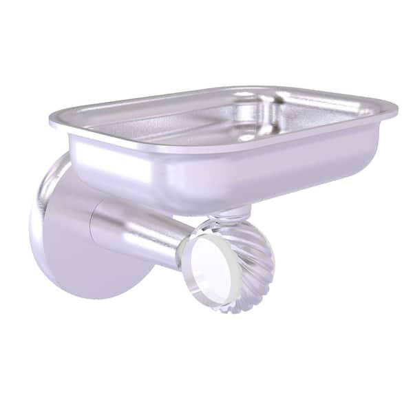 Allied Brass Clearview Collection Wall Mounted Soap Dish Holder with Twisted Accents in Satin Chrome