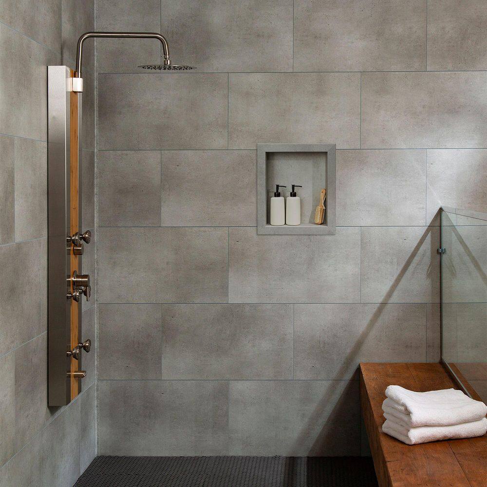 Palisade Frost Nickel Vinyl Waterproof Shower Niche Insert
