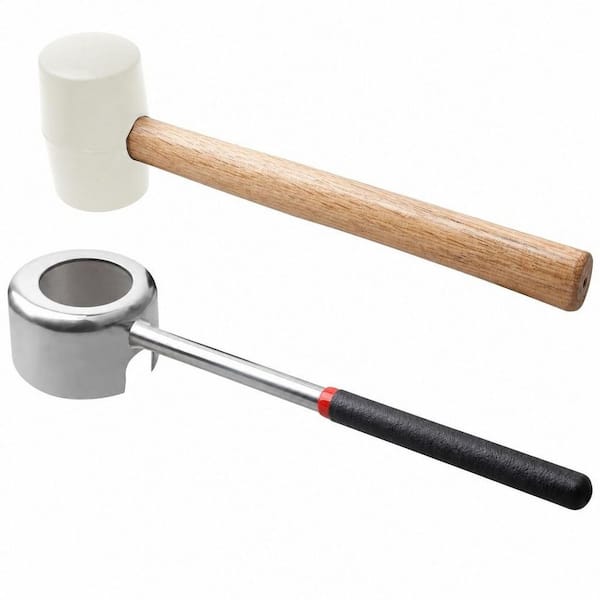 White Coconut Opening Tool Set with Rubber Mallet for Opening Young Coconuts