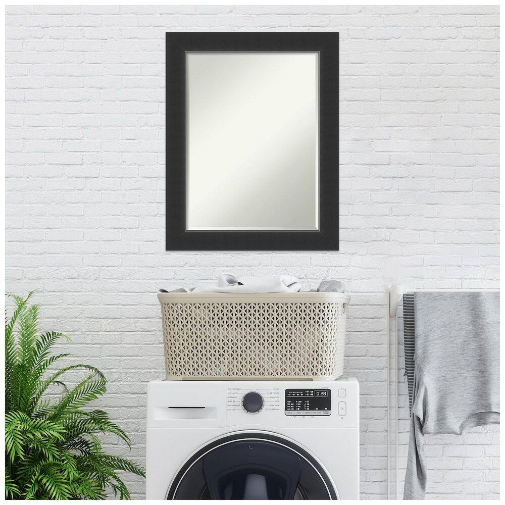 Corvino Black Petite Bevel Wood Bathroom Vanity Mirror